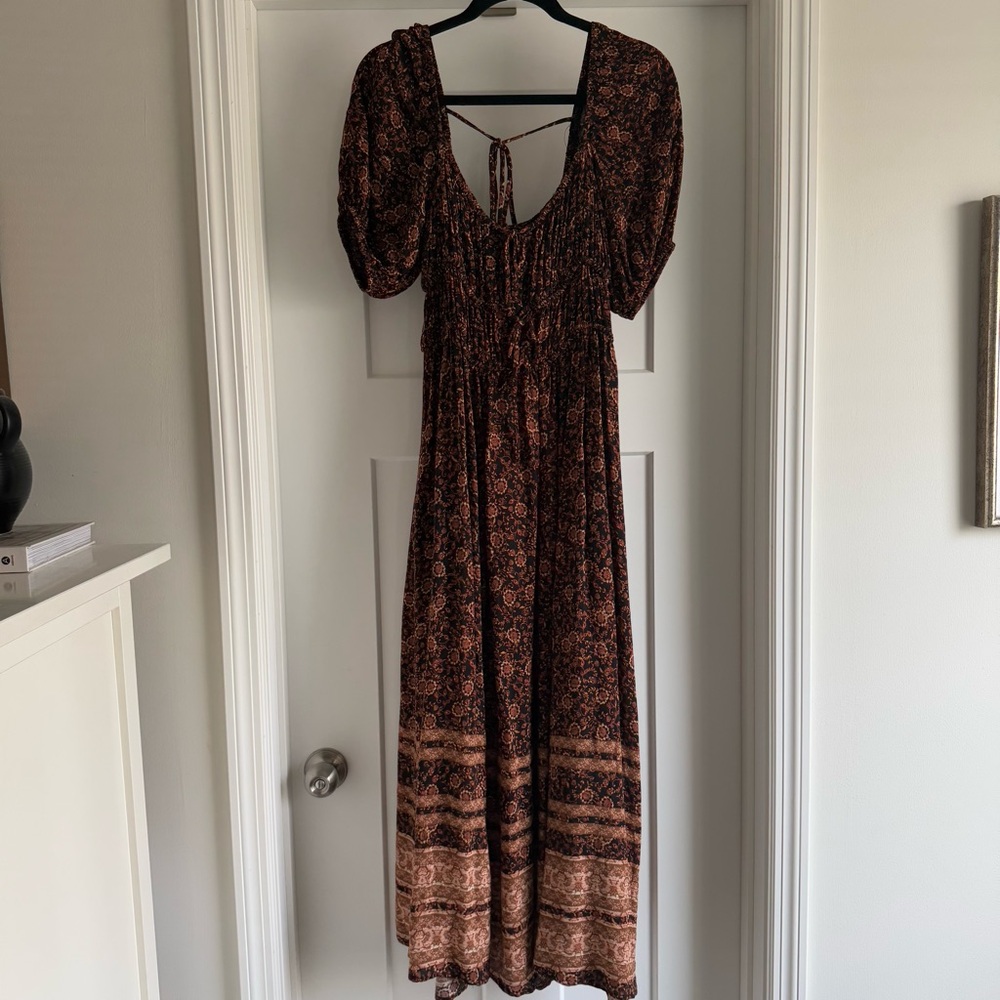 Olivaceous Black and Brown Maxi Dress